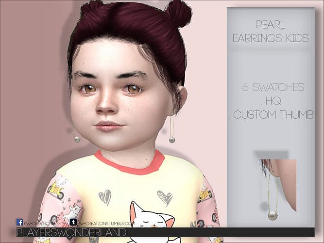 Pearl Sims 4 Earrings For Toddlers