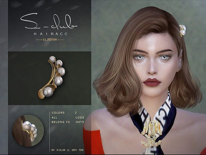 Sims 4 Pearl hairpin 202104 by S Club LL at TSR