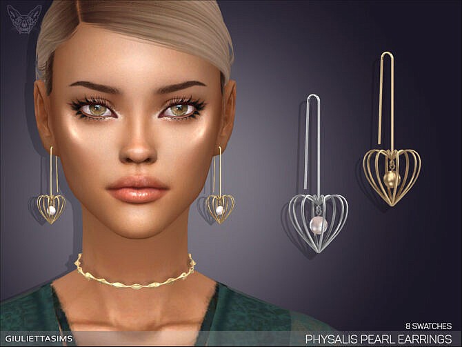 Sims 4 Physalis Pearl Earrings with Piercing by feyona at TSR