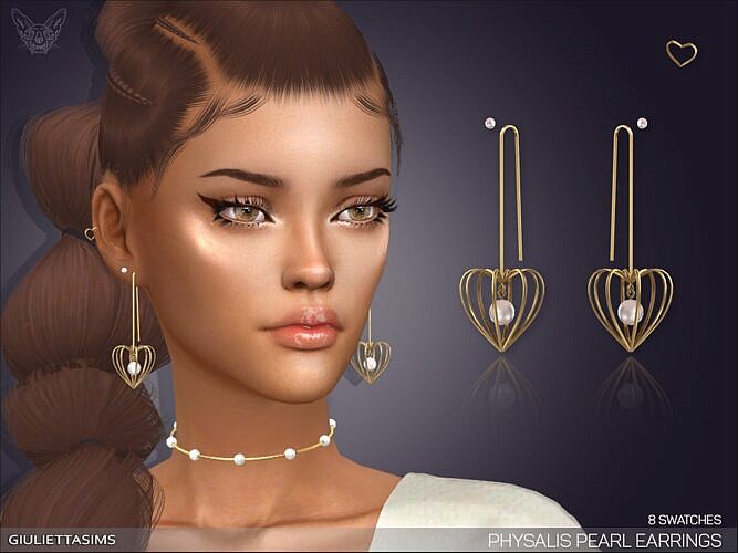 Physalis Pearl Sims 4 Earrings With Piercing
