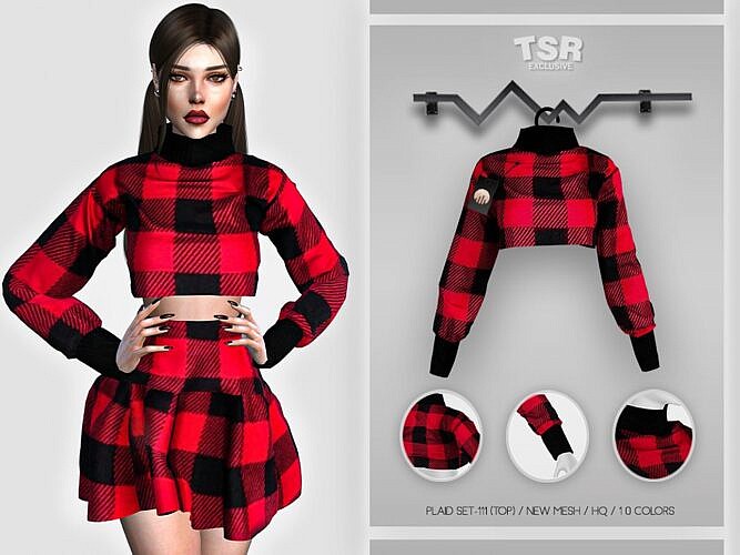 Plaid Set 111 Sims 4 Top Bd420