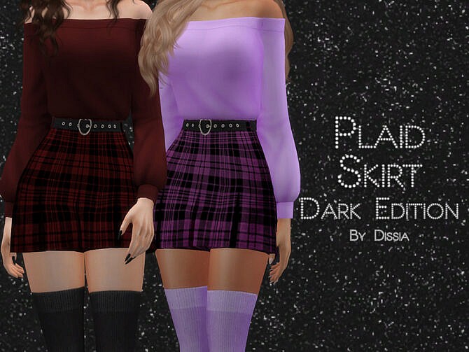 Sims 4 Plaid Skirt Dark Edition by Dissia at TSR