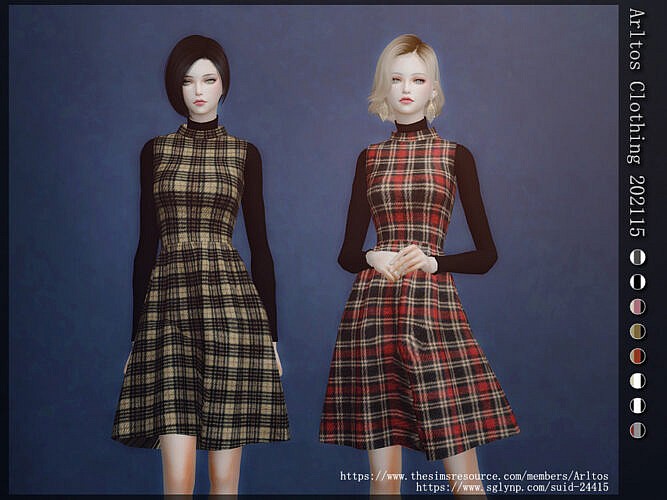 Plaid Fit And Flare Sims 4 Dress
