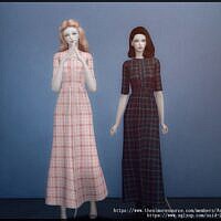 Plaid Long Dress Sims 4