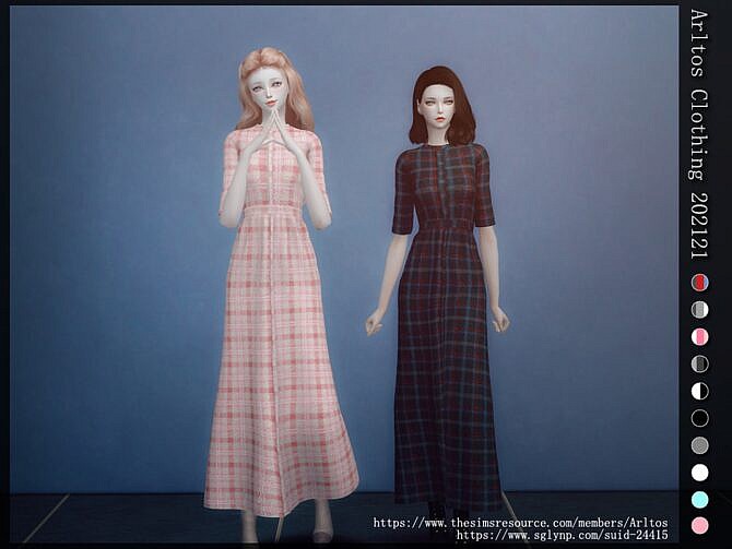 Sims 4 Plaid long dress by Arltos at TSR