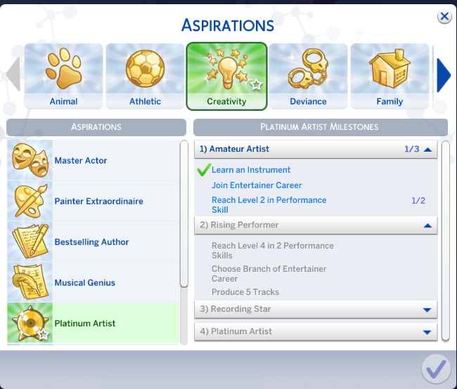 Sims 4 Platinum Artist Aspiration by adeepindigo at Mod The Sims 4