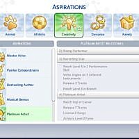 Platinum Artist Sims 4 Aspiration