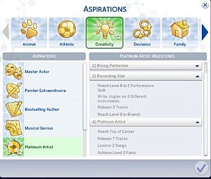 Platinum Artist Sims 4 Aspiration