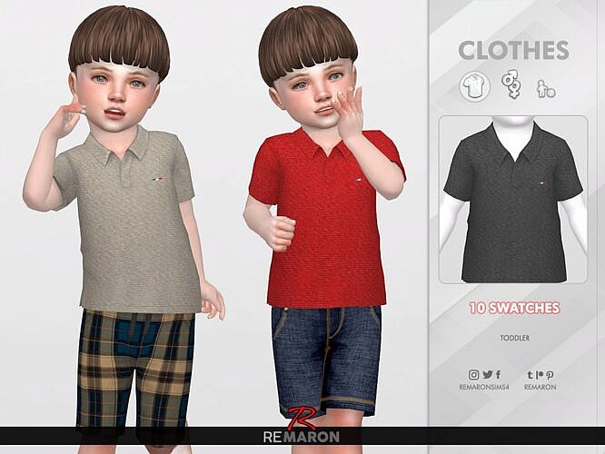 Polo Shirt Sims 4 For Toddler 01