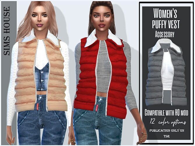 Sims 4 Puffy vest by Sims House at TSR