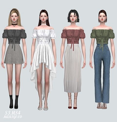 Ribbon Sims 4 Blouse