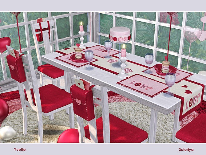 Sims 4 Yvette Romantic Dining Set by soloriya at TSR
