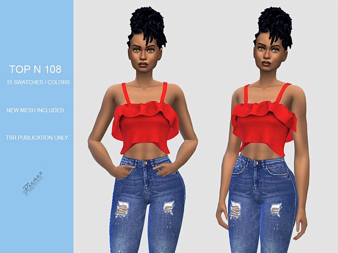 Ruffle Crop Top N108 by pizazz at TSR » Sims 4 Updates