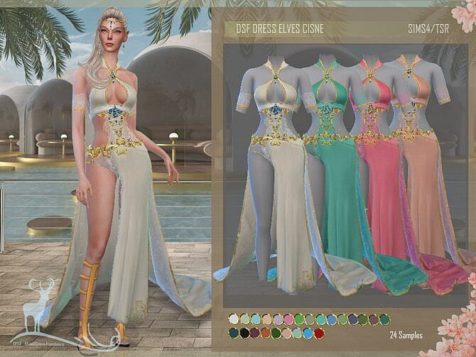Sims 4 DRESS ELVES CISNE by DanSimsFantasy at TSR