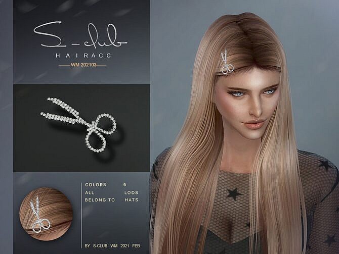 Sims 4 Scissor hair pin 202103 by S Club WM at TSR