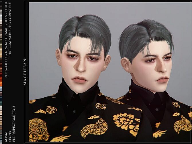 Sims 4 Seonbi Hair for males by magpiesan at TSR