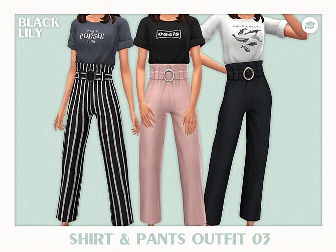 Sims 4 Shirt & Pants Outfit 03 by Black Lily at TSR