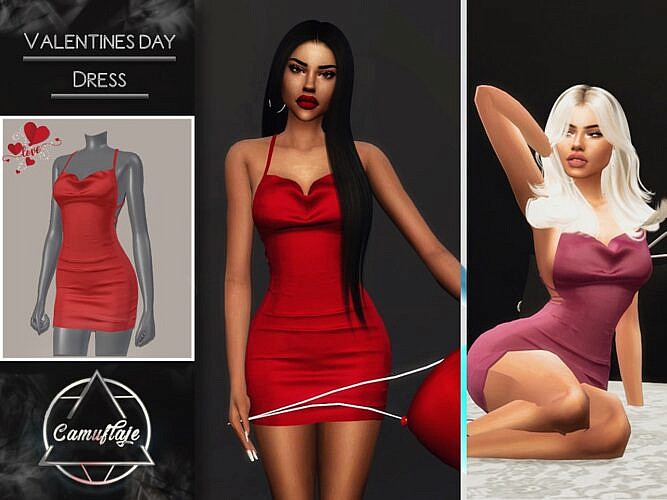 Short Sims 4 Dress Red