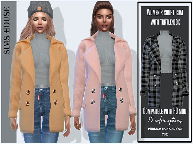 Short Sims 4 Coat With Turtleneck