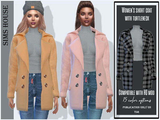 Sims 4 Short coat with turtleneck by Sims House at TSR