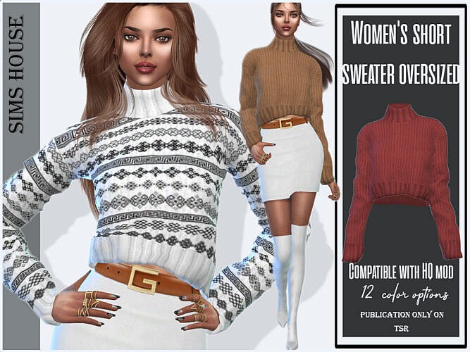 Short Sims 4 Sweater Oversized