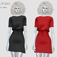 Short Sleeve Bow Front Sims 4 Dress N288
