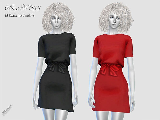 Short Sleeve Bow Front Sims 4 Dress N288
