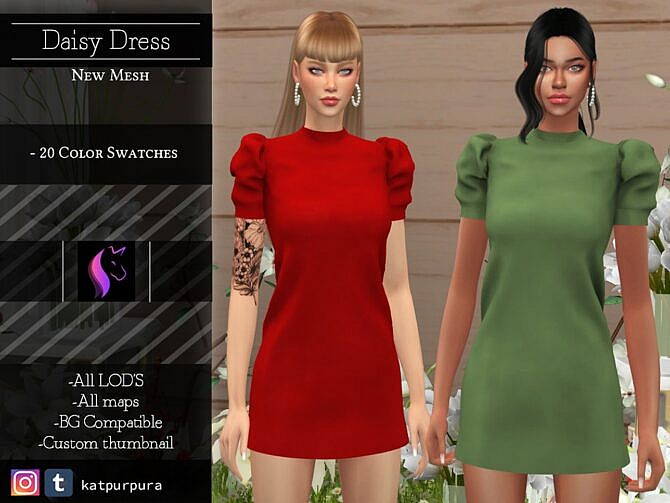 Sims 4 Daisy Dress by KaTPurpura at TSR