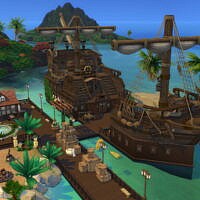 Sims 4 Pirateship Port With Tavern 50x50 1
