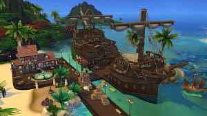 Sims 4 Pirateship Port With Tavern 50x50 1