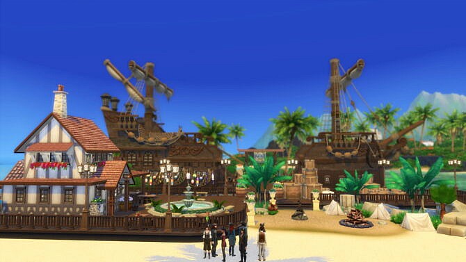 Sims 4 Pirateship port with tavern 50x50 by bradybrad7 at Mod The Sims 4