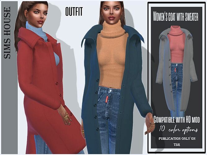 Sims 4 Coat With Sweater And Jeans