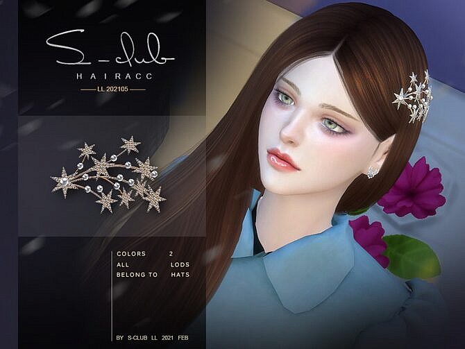 Sims 4 Stars hairpin 202105 by S Club LL at TSR