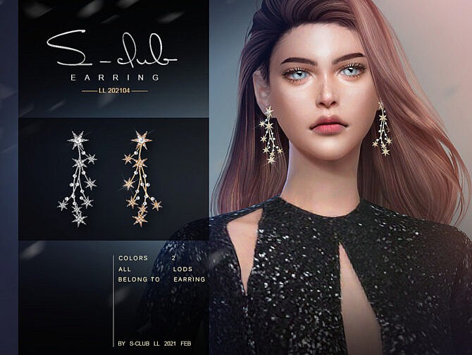 Sims 4 Stars earrings 2021024 by S Club LL at TSR