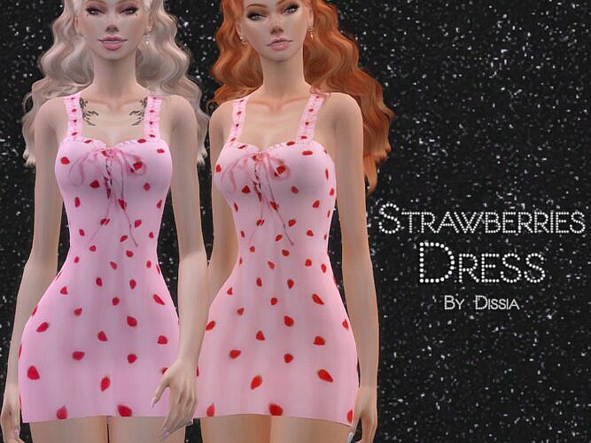 Strawberries Sims 4 Dress By Dissia