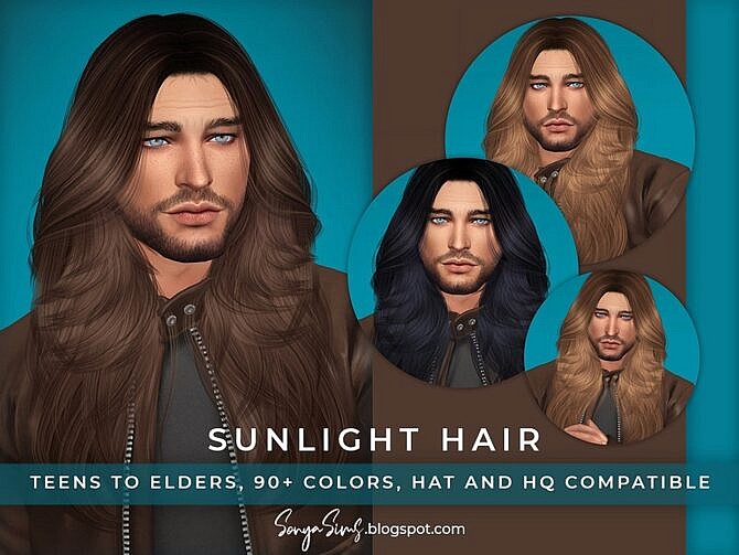 Sims 4 Sunlight Long Hair For Males by SonyaSimsCC at TSR