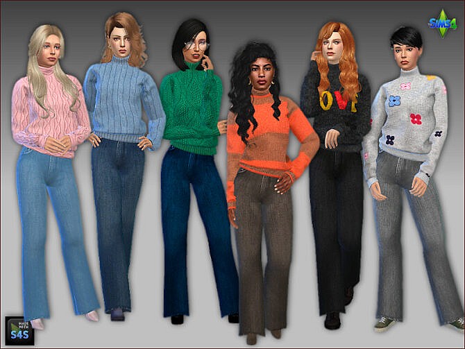 Sims 4 Sweaters and jeans by Mabra at Arte Della Vita