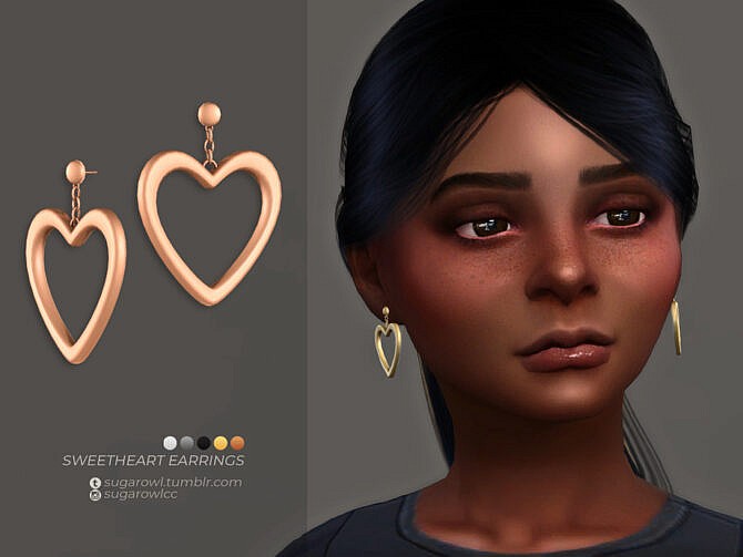Sims 4 Sweetheart earrings Kids version by sugar owl at TSR