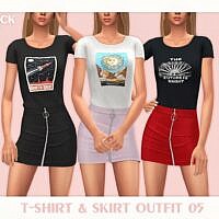 T Shirt Sims 4 Skirt Outfit 05