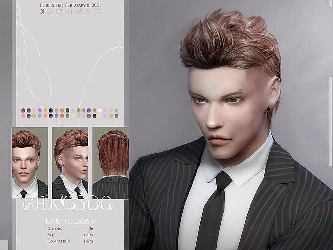 Sims 4 WINGS TO0208 hair for males by wingssims at TSR