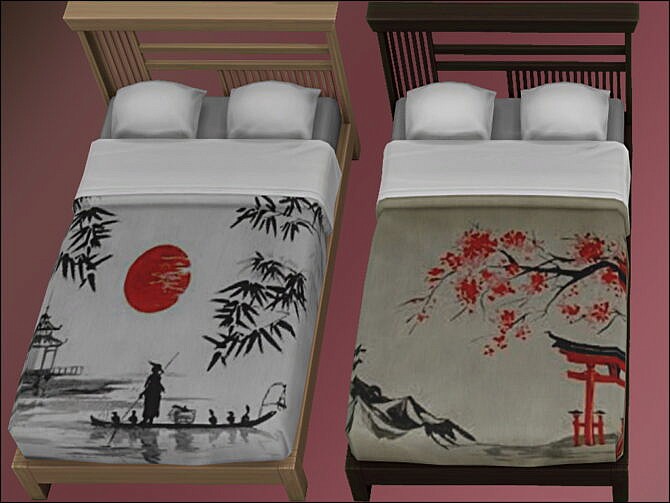 Sims 4 Tatami Japanese Double Bed by oumamea at Mod The Sims 4
