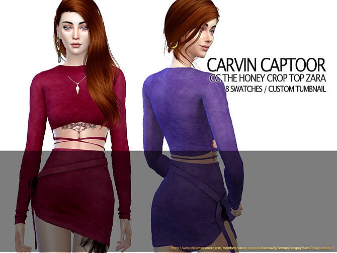 Sims 4 The Honey Crop Top by carvin captoor at TSR