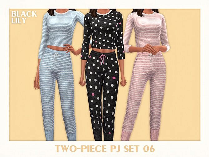 Sims 4 Two Piece PJ Set 06 by Black Lily at TSR