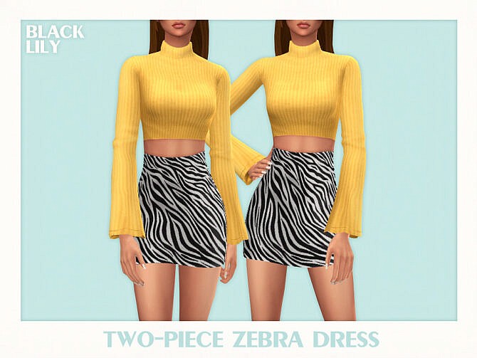 Sims 4 Two Piece Zebra Dress by Black Lily at TSR