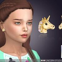 Unicorn Stud Sims 4 Earrings For Kids