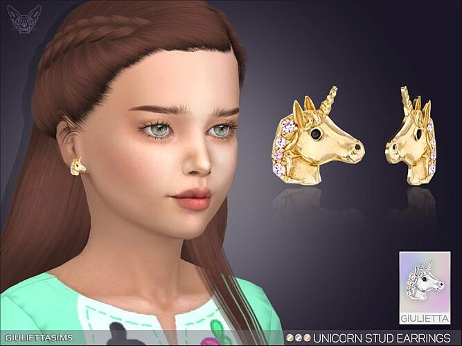 Unicorn Stud Sims 4 Earrings For Kids