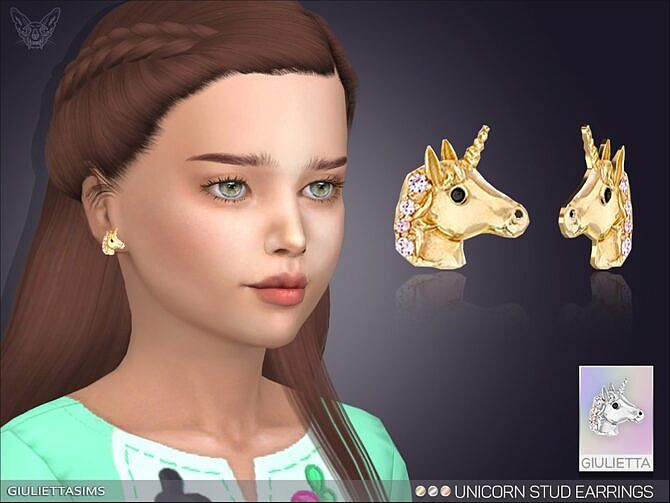 Sims 4 Unicorn Stud Earrings For Kids by feyona at TSR