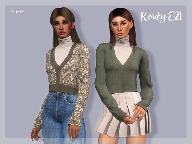 Sims 4 V neck Sweater TP396 by laupipi at TSR