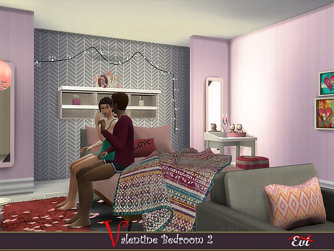 Sims 4 Valentine Bedroom 2 by evi at TSR