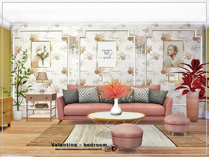 Sims 4 Valentine bedroom by Danuta720 at TSR